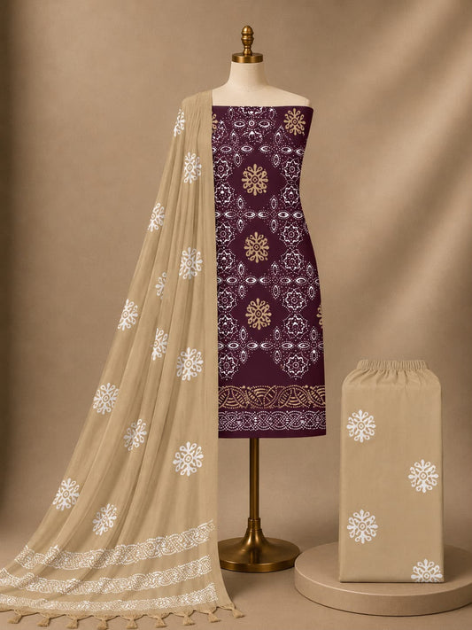 PREMIUM RAYON HEAVY READYING SPECIAL CHART WAX BATIK SUITS Unstitched - Avantika Clothing