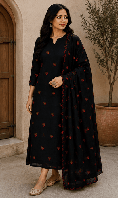 Dark Blue Rayon Suit with Rayon Dupatta - Avantika Clothing