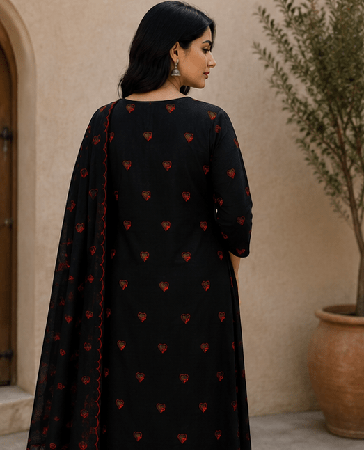 Dark Blue Rayon Suit with Rayon Dupatta - Avantika Clothing