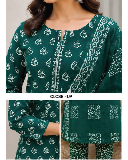 Hand Block Wax Batik Print Pital All-Over Printed Unstitched Suits - Avantika Clothing