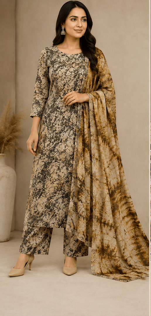 Marble Print Tie & Dye Cotton Suit Set Unstitched - Avantika Clothing