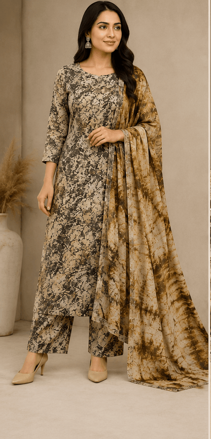 Marble Print Tie & Dye Cotton Suit Set Unstitched - Avantika Clothing
