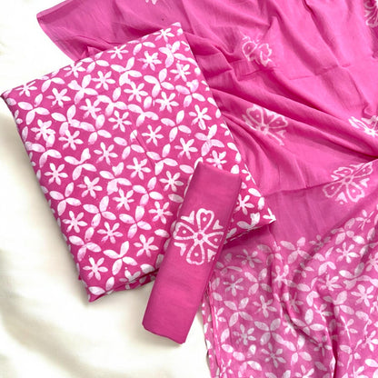 Pink Blossom Hand Block Print Cotton Suit Set - Avantika Clothing