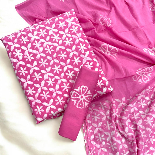 Pink Blossom Hand Block Print Cotton Suit Set - Avantika Clothing