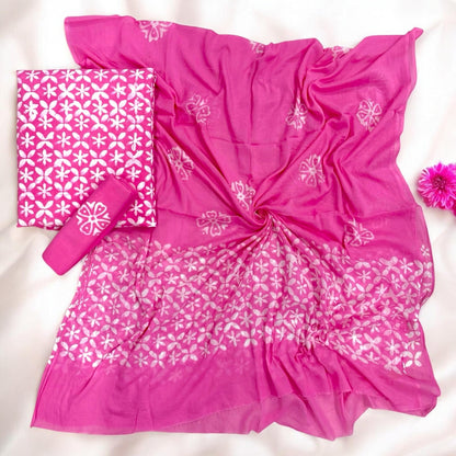Pink Blossom Hand Block Print Cotton Suit Set - Avantika Clothing