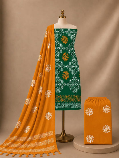 PREMIUM RAYON HEAVY READYING SPECIAL CHART WAX BATIK SUITS Unstitched - Avantika Clothing