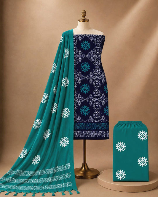 PREMIUM RAYON HEAVY READYING SPECIAL CHART WAX BATIK SUITS Unstitched - Avantika Clothing