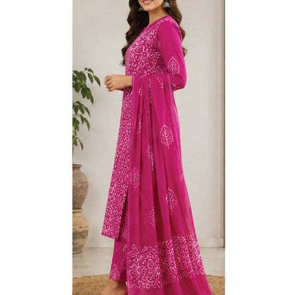 Rust Brown Hand Block Batik Printed Cotton Unstitched Suit Set - Avantika Clothing