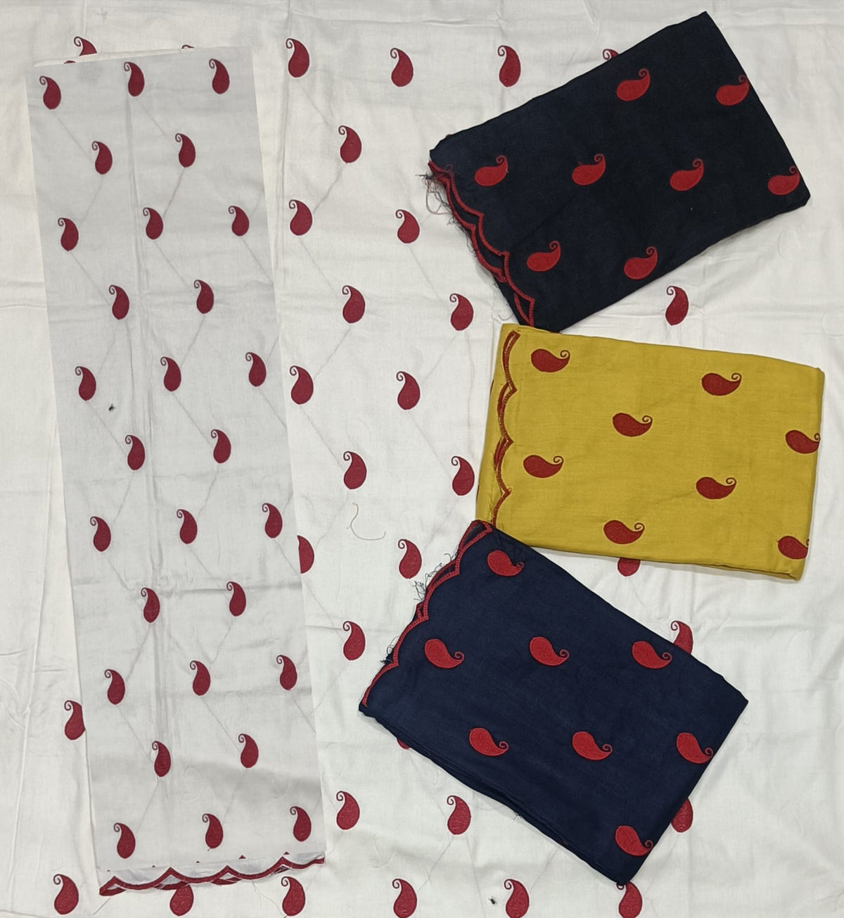 White Rayon Suit with Rayon Dupatta Unstitched - Avantika Clothing